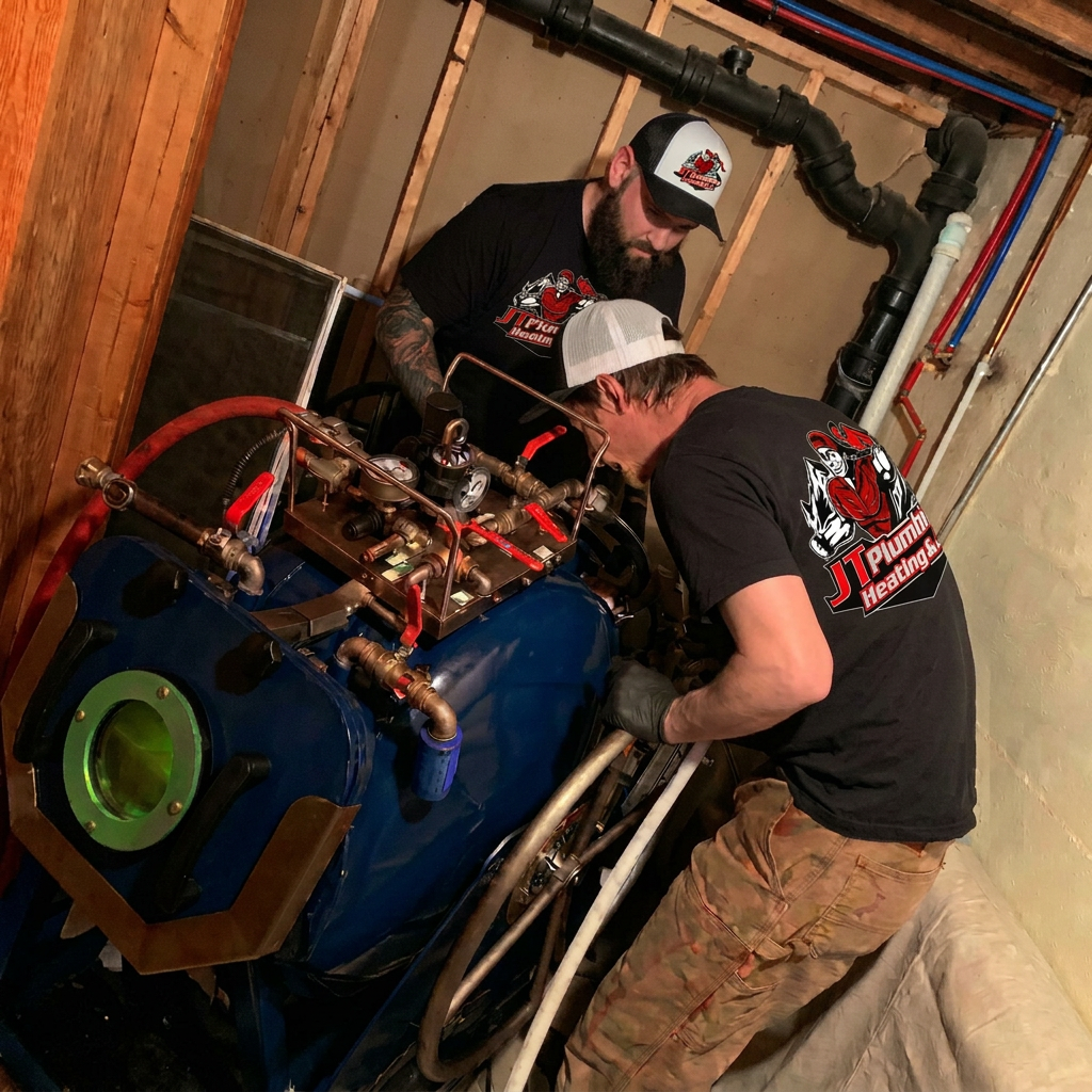 JT crew operating the HammerHead lining machine on site